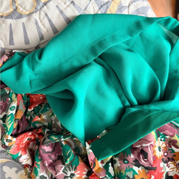 Brooks Brothers Red & Green Floral Print Pleated Long Sleeve Shirt Dress, 12 - Picture 10 of 13